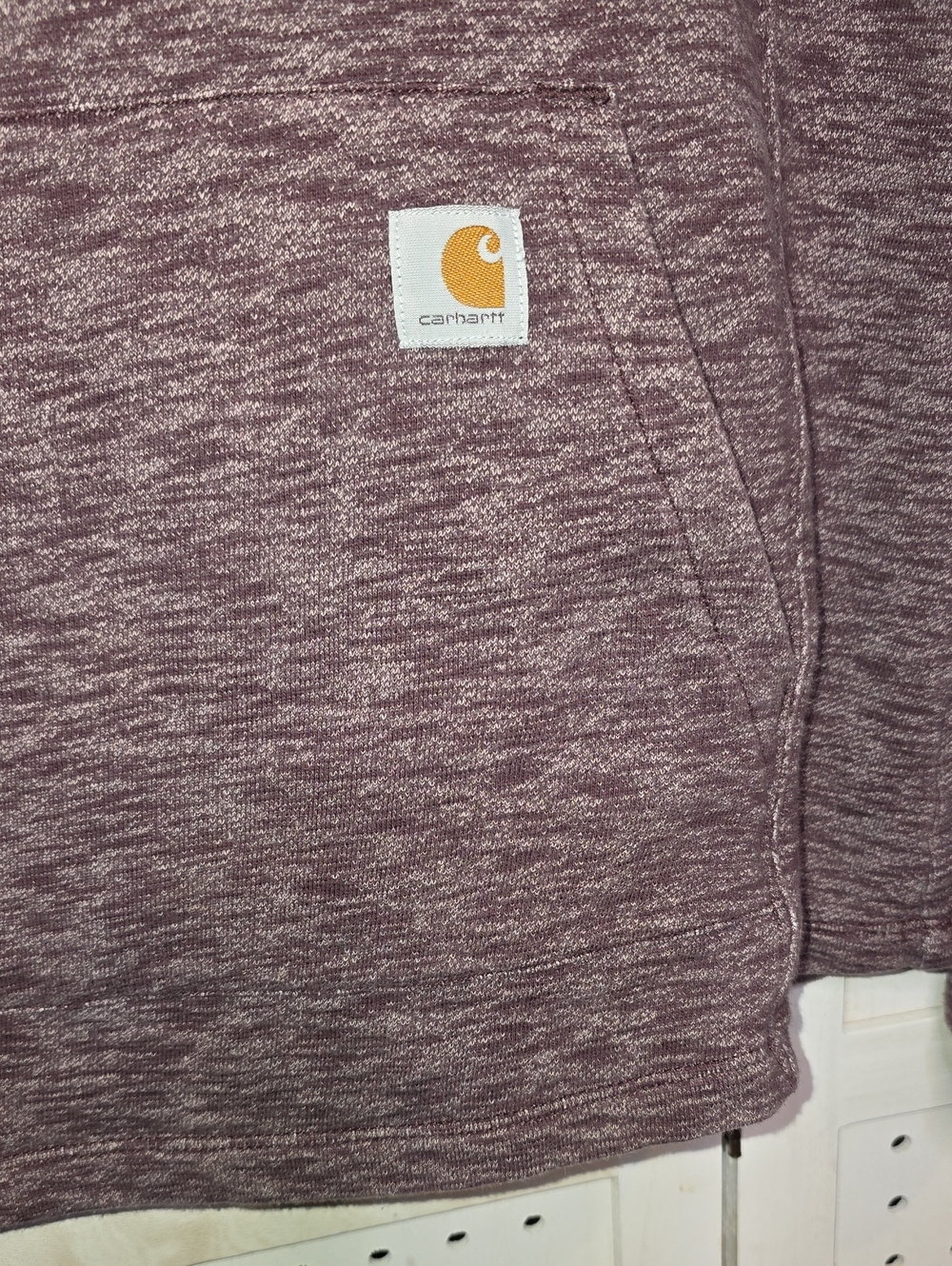 Carhartt Heathered Newberry Mauve/Maroon Pullover Hoodie Sweatshirt Large - Picture 2 of 7